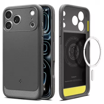 Spigen Rugged Armor Mag funda MagSafe para iPhone 17 Pro / 18 Pro - gris