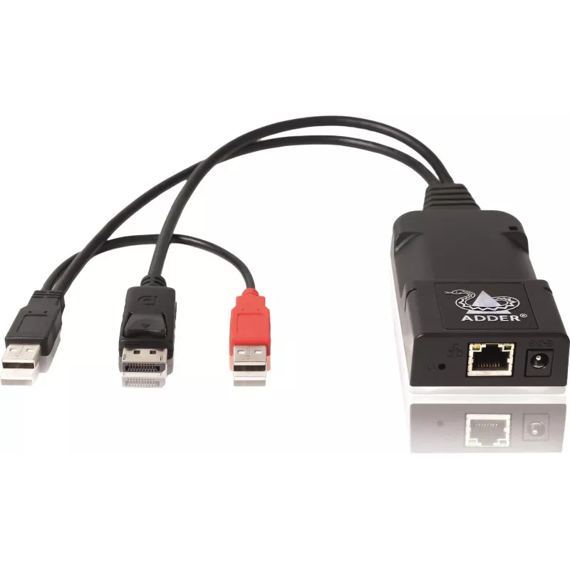 ADDER ALIF101T-DP transmisor extensor KVM DisplayPort sobre Cat5e/6/7 - 2560x1600, USB 2.0, audio, aluminio negro