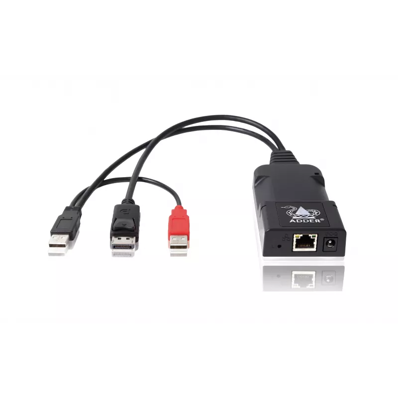 ADDER ALIF101T-DP transmisor extensor KVM DisplayPort sobre Cat5e/6/7 - 2560x1600, USB 2.0, audio, aluminio negro