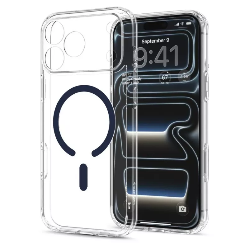 Spigen funda Ultra Hybrid MagSafe para iPhone 17 Pro Max / 18 Pro Max - transparente/azul intenso