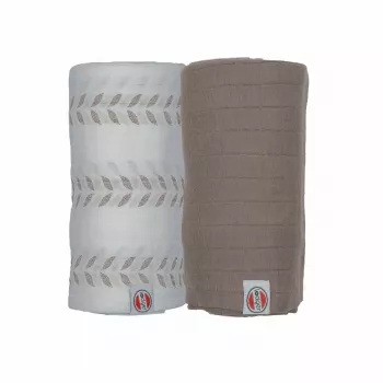 Lodger Swaddler Solid Matcha muselina de algodón, Birch/Buffalo, 110x110 cm, pack de 2