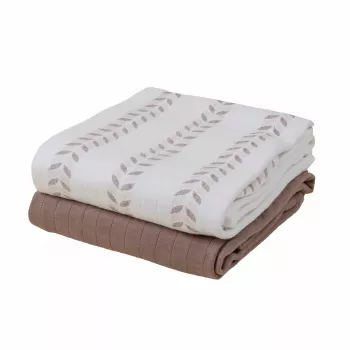 Lodger Swaddler Solid Matcha muselina de algodón, Birch/Buffalo, 110x110 cm, pack de 2