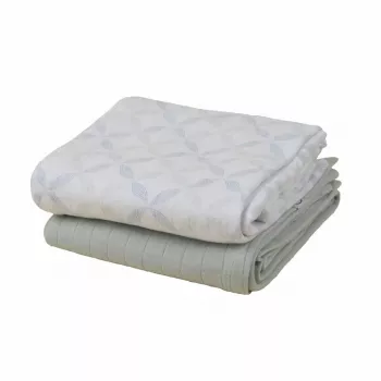 Lodger Swadler Solid Matcha muselina de algodón, Peppermint/Blue Fogg, 110x110 cm, pack de 2