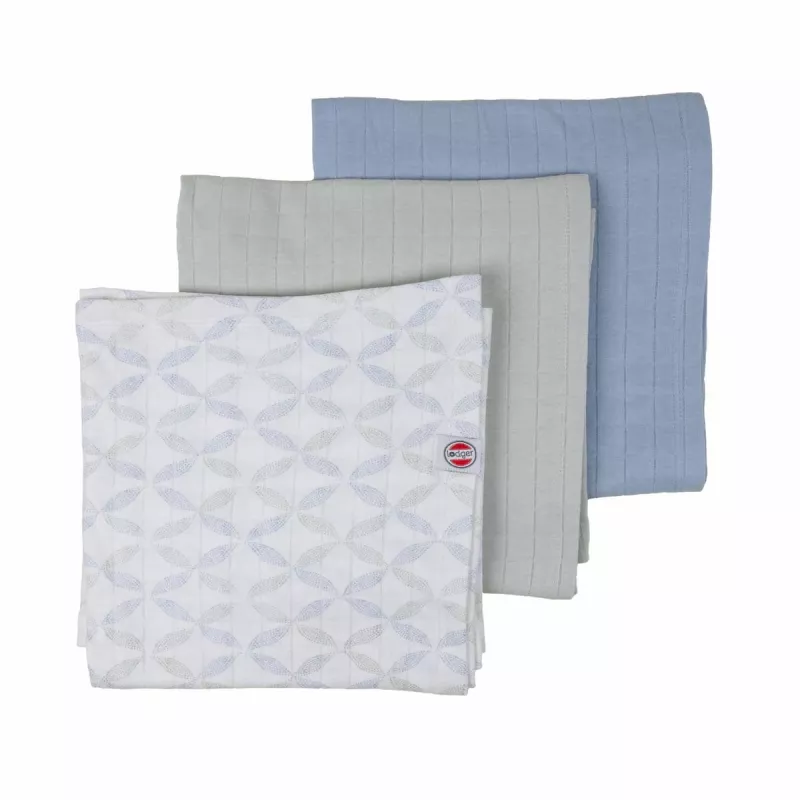 Lodger Swadler Solid Matcha muselina de algodón, menta, 70x70 cm, pack de 3