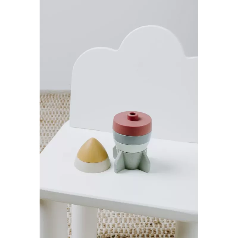 BABY'S ONLY torre apilable de silicona cohete, Opal, 0+ meses