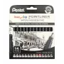 Pentel Arts Pointliner set de rotuladores finos permanentes, 14 grosores de línea diferentes 0,03 mm–3,0 mm, tinta negra (YS20P-14)
