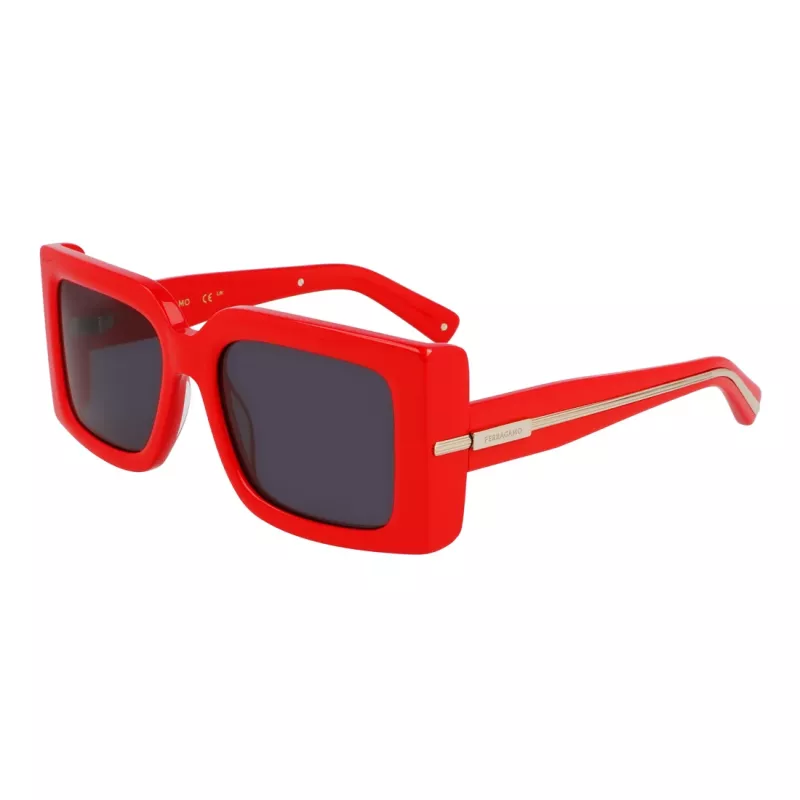 Ferragamo SF2032S-600 gafas de sol mujer estilo cat-eye, montura roja, lentes grises degradadas, 55/19/140 mm