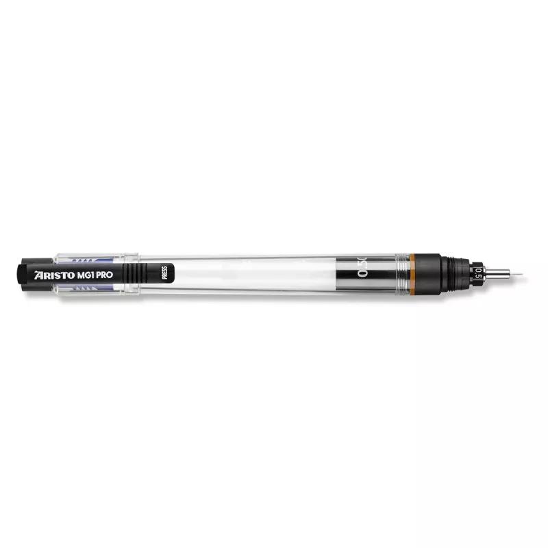 ARISTO mg1 pro Portaminas técnico 0,5 mm, recargable, punta de acero inoxidable, compatible con tinta, 1 unidad AR63050