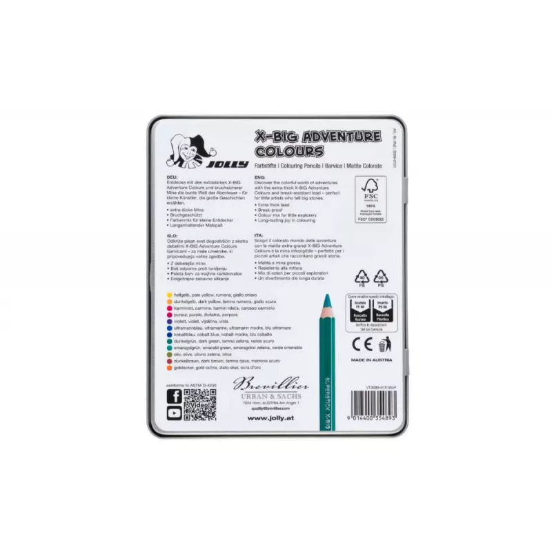 JOLLY X-BIG Adventure Colours Lápices de colores, colores surtidos, pack de 12 (3099-0151)
