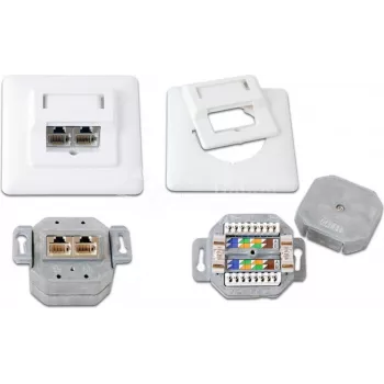 Wirewin DD-TRIO-K5E UP2 WS toma de datos empotrable Cat5e apantallada, 2x RJ45, LSA, blanco puro