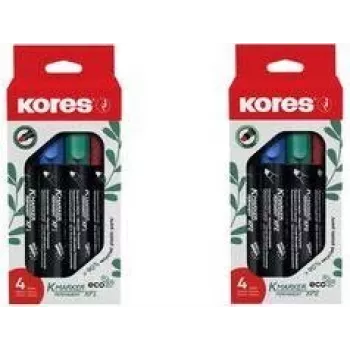 Kores ECO XP1 rotulador permanente, punta redonda, 3 mm, colores surtidos, pack de 4 M20764