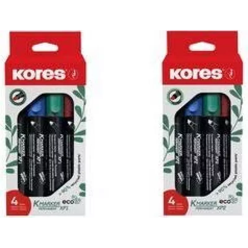 Kores ECO XP1 rotulador permanente, punta redonda, 3 mm, colores surtidos, pack de 4 M20764