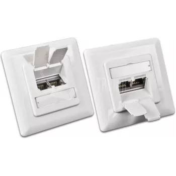 Wirewin DD-TRIO-C6 UP2 WS CAT6 toma de datos empotrable blindada, 2 puertos, LSA, blanco puro RAL 9010