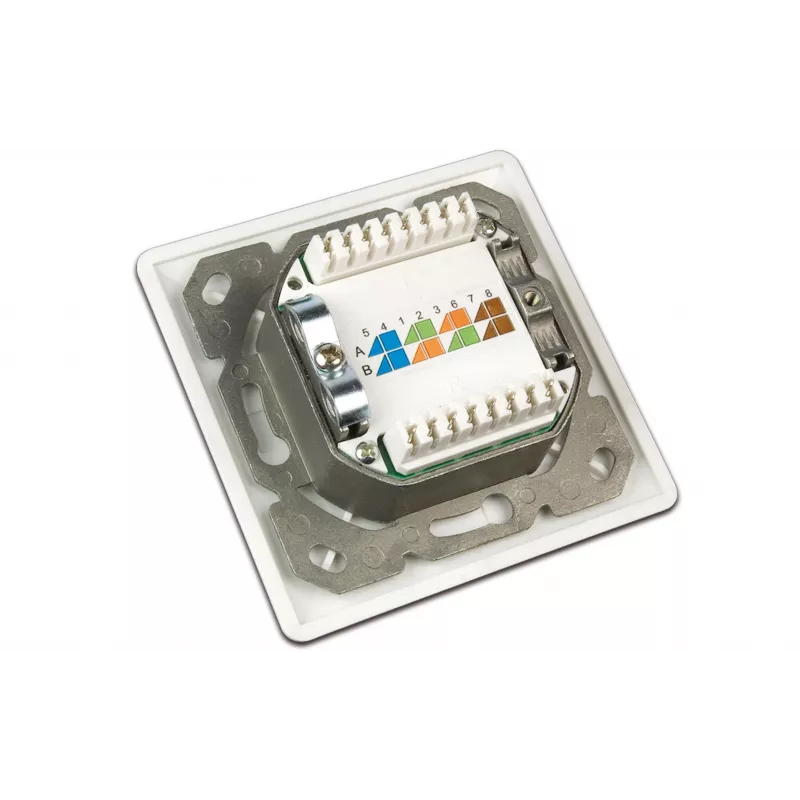 Wirewin DD-TRIO-C6 UP2 WS CAT6 toma de datos empotrable blindada, 2 puertos, LSA, blanco puro RAL 9010