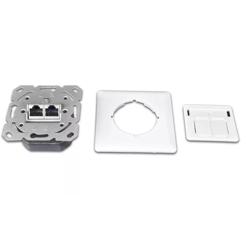 Wirewin DD-TRIO-C6 UP2 WS CAT6 toma de datos empotrable blindada, 2 puertos, LSA, blanco puro RAL 9010