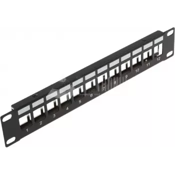 Wirewin TKS PANEL 12 panel de parcheo Keystone de 12 puertos, montaje en rack de 10 pulgadas, blindado, negro