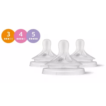 Philips Avent set de tetinas de silicona para biberones Natural Response (pack de 3, flujo 3, 1+ meses)