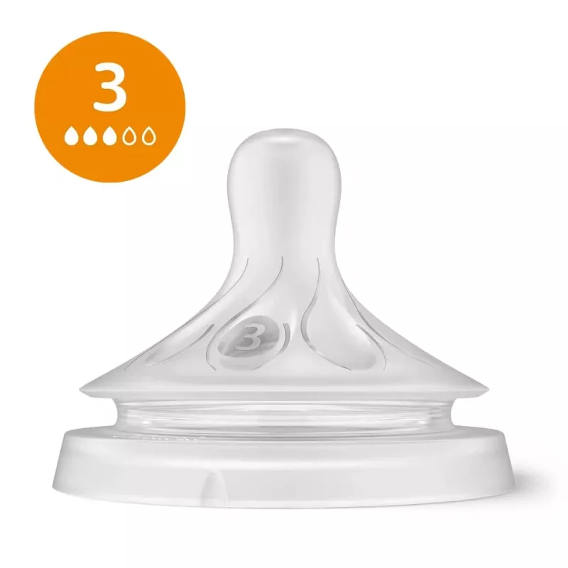 Philips Avent set de tetinas de silicona para biberones Natural Response (pack de 3, flujo 3, 1+ meses)