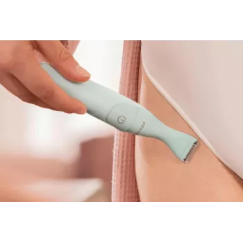 PHILIPS Essential recortadora de bikini BRT398/15, afeitado seguro para zonas sensibles, mojado y seco, 3 ajustes de longitud, a pilas, blanco con detalles rosa