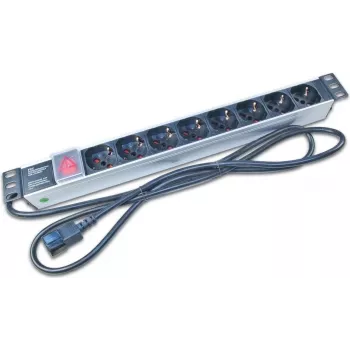 Wirewin NVL8 UPS 19 pulgadas 1U regleta PDU para rack con 8 tomas Schuko, 16A, negro