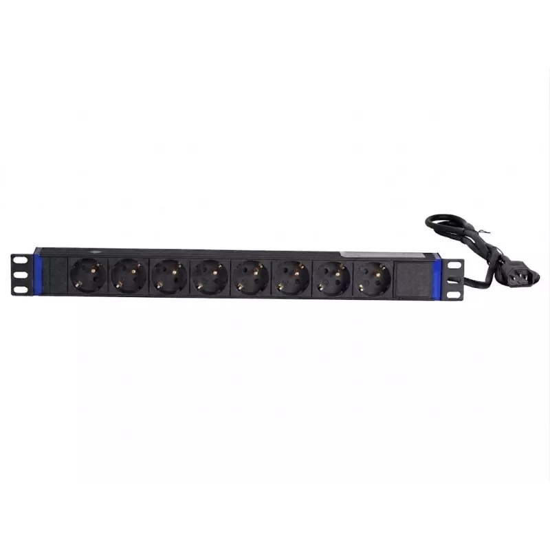 DSIT PDU rackmount de 8 tomas 19 pulgadas con conector C14 y contacto de tierra (DS-8PDU-C14-PE)