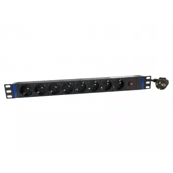 DSIT PDU de 8 tomas 19 pulgadas con interruptor principal y protección contra sobrecargas (DS-8PDU-MO-PE)