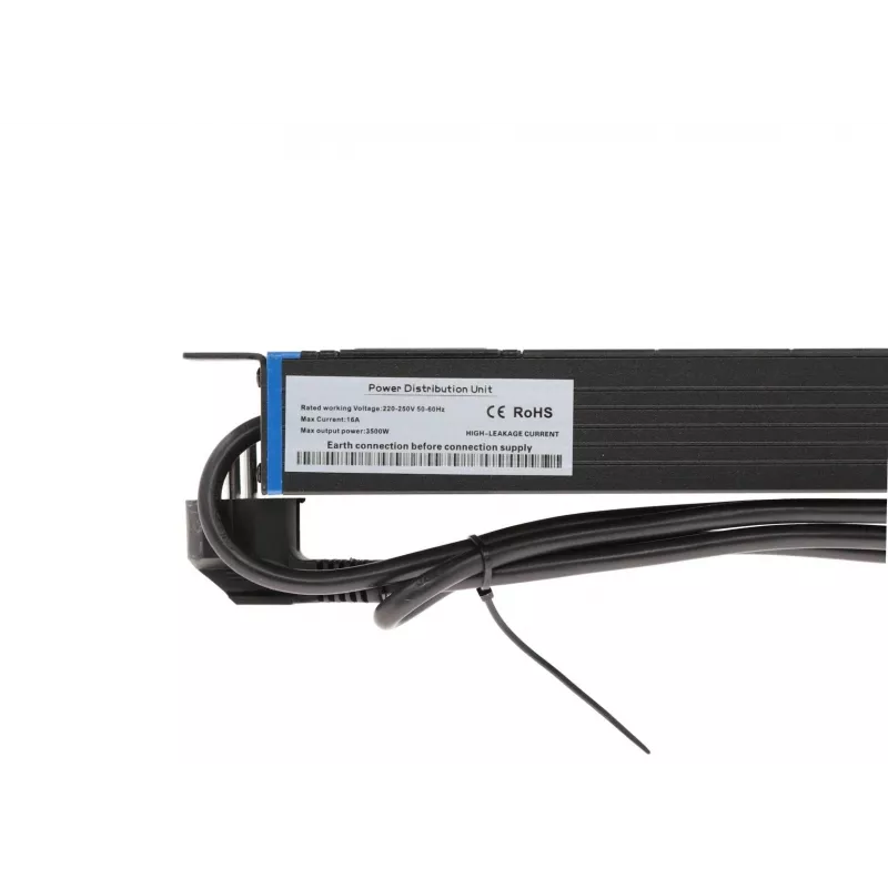 DSIT PDU de 8 tomas 19 pulgadas con interruptor principal y protección contra sobrecargas (DS-8PDU-MO-PE)