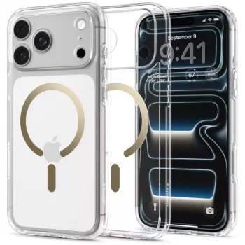SPIGEN funda Ultra Hybrid MagSafe para iPhone 17 Pro Max / 18 Pro Max – transparente/oro