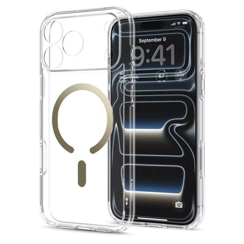 SPIGEN funda Ultra Hybrid MagSafe para iPhone 17 Pro Max / 18 Pro Max – transparente/oro