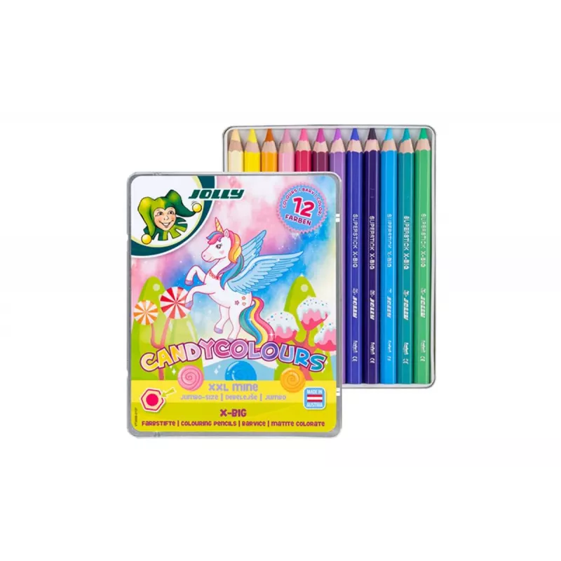 JOLLY X-BIG CANDYCOLOURS Lápices de colores, colores surtidos, 12 unidades (3099-0137)