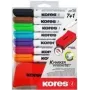 Kores Set de rotuladores para pizarra blanca, 7 rotuladores + borrador, punta redonda, 3,0 mm, secado rápido, colores surtidos (M20866)