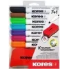 Kores Set de rotuladores para pizarra blanca, 7 rotuladores + borrador, punta redonda, 3,0 mm, secado rápido, colores surtidos (M20866)