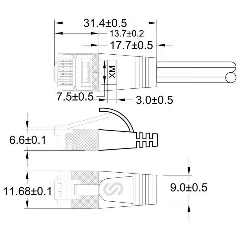 Wirewin Triotronik Cat6 U/FTP Cable de red Slim, 0,5m, Violeta PKW-STP-SLIM-KAT6 0.5 VT