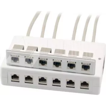 Wirewin 2x Caja de superficie de 6 puertos para módulos Keystone, gris, plástico, sistema Keystone (125460)