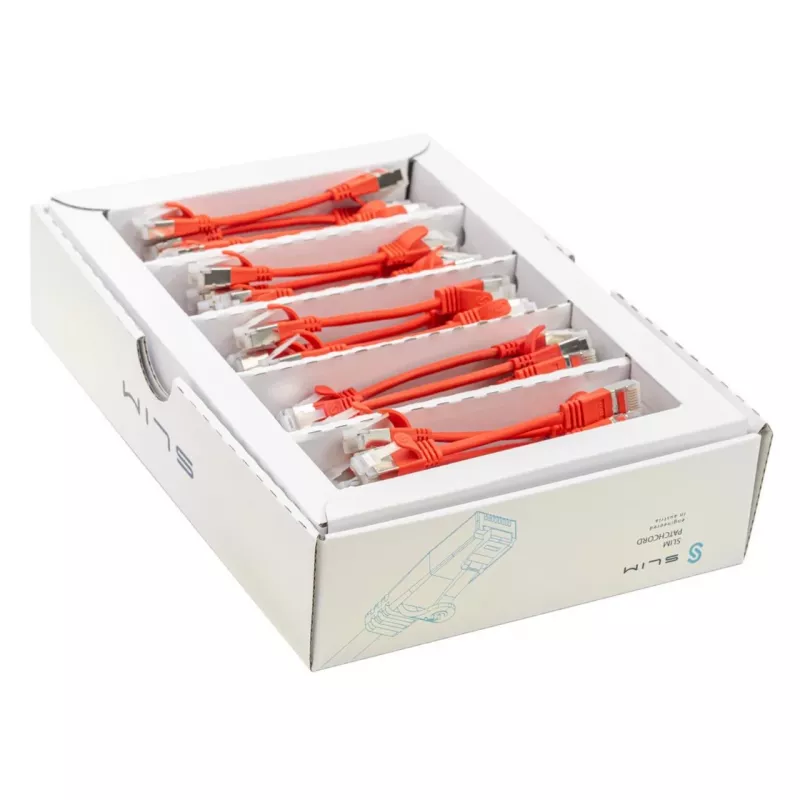 Wirewin SLIM-LS-K6A 0.1 RD 50 Cable de red Cat6a U/FTP Slim Ethernet, 0,1m, Rojo, pack de 50