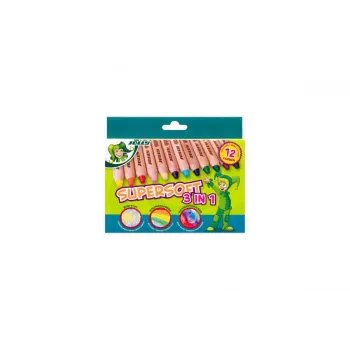 JOLLY Supersoft Lápices de colores 3 en 1, colores surtidos, 12 unidades (5956-0002)