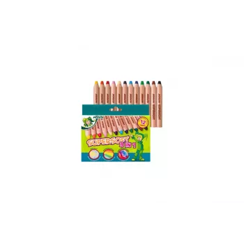 JOLLY Supersoft Lápices de colores 3 en 1, colores surtidos, 12 unidades (5956-0002)