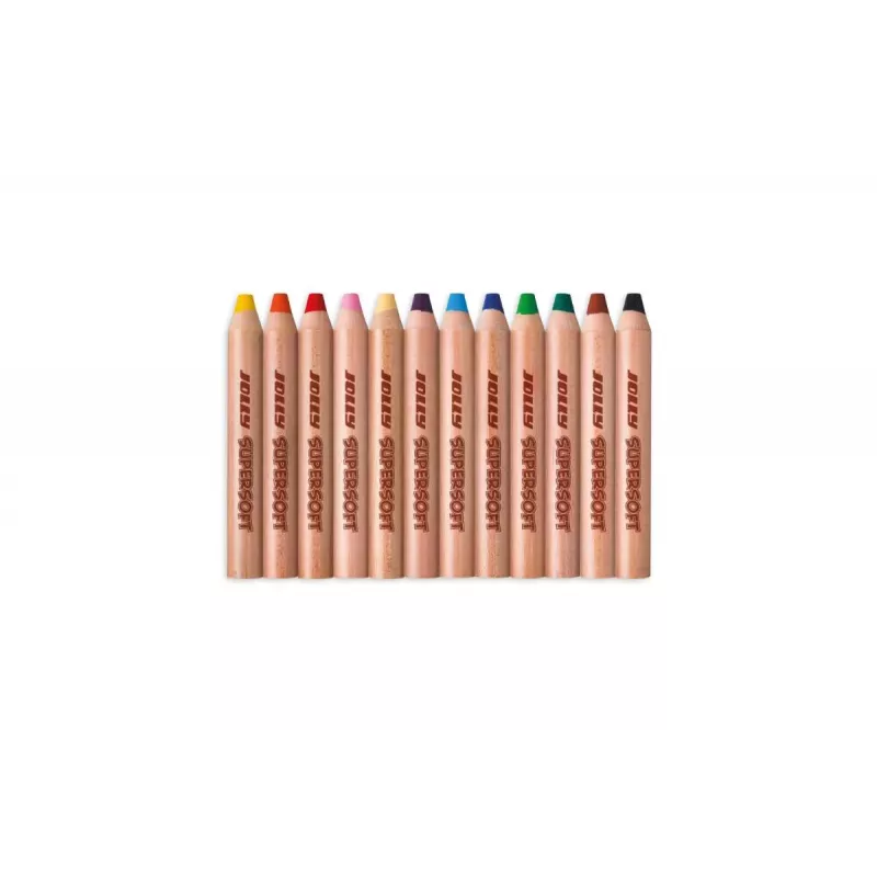JOLLY Supersoft Lápices de colores 3 en 1, colores surtidos, 12 unidades (5956-0002)