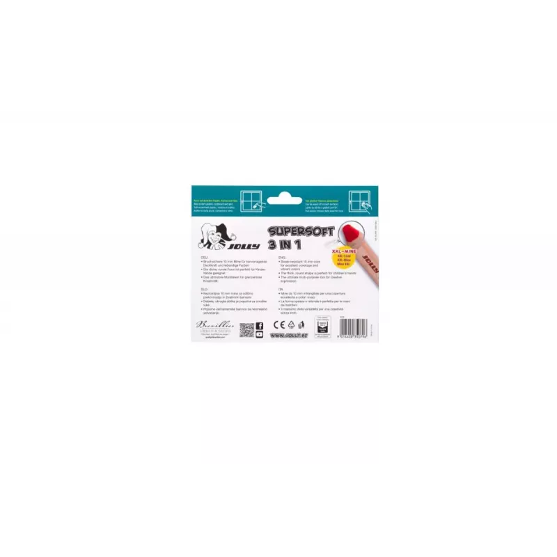 JOLLY Supersoft Lápices de colores 3 en 1, colores surtidos, 12 unidades (5956-0002)
