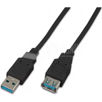 Wirewin USB 3.0 A-A MF 0.5 SW - Cable alargador USB 3.2 Gen 1 de 0,5 m, negro