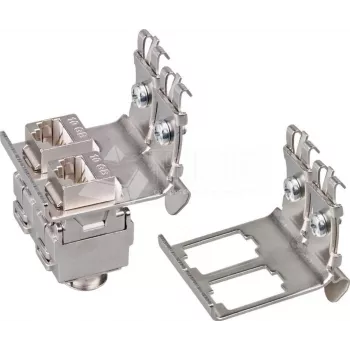 Wirewin Soporte para carril DIN para 2 conectores hembra Keystone, sistema Keystone metálico (WKS DIN RAIL HOLDER 2)