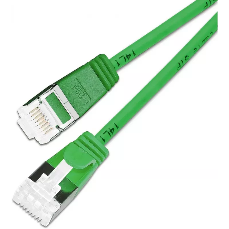 Wirewin SLIM-LS-K6A 0,25 GN 50 cable de red Slim Cat6A U/FTP, 0,25 m, verde, pack de 50