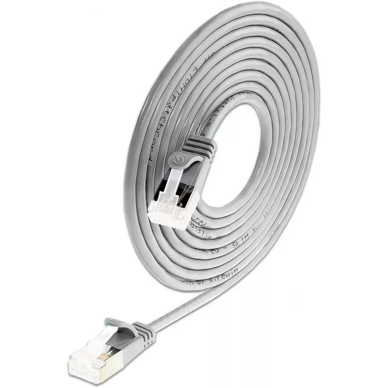 Wirewin SLIM-LS-K6A 0,15 50 cable de red Ethernet Slim Cat6A, 0,15 m, U/FTP, gris, pack de 50