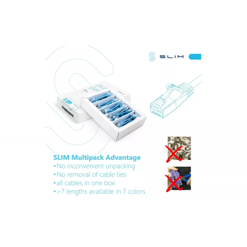 Wirewin SLIM-LS-K6A 2.0 YE 60 - Cable de red Ethernet Slim Cat6A U/FTP, 2m, amarillo, pack de 60