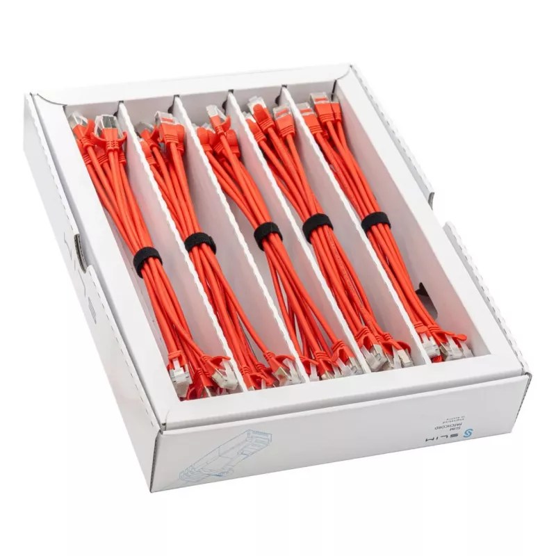 Wirewin SLIM-LS-K6A 0.25 RD 50 - Cable de red Ethernet Slim Cat.6A U/FTP, 0,25m, rojo, pack de 50