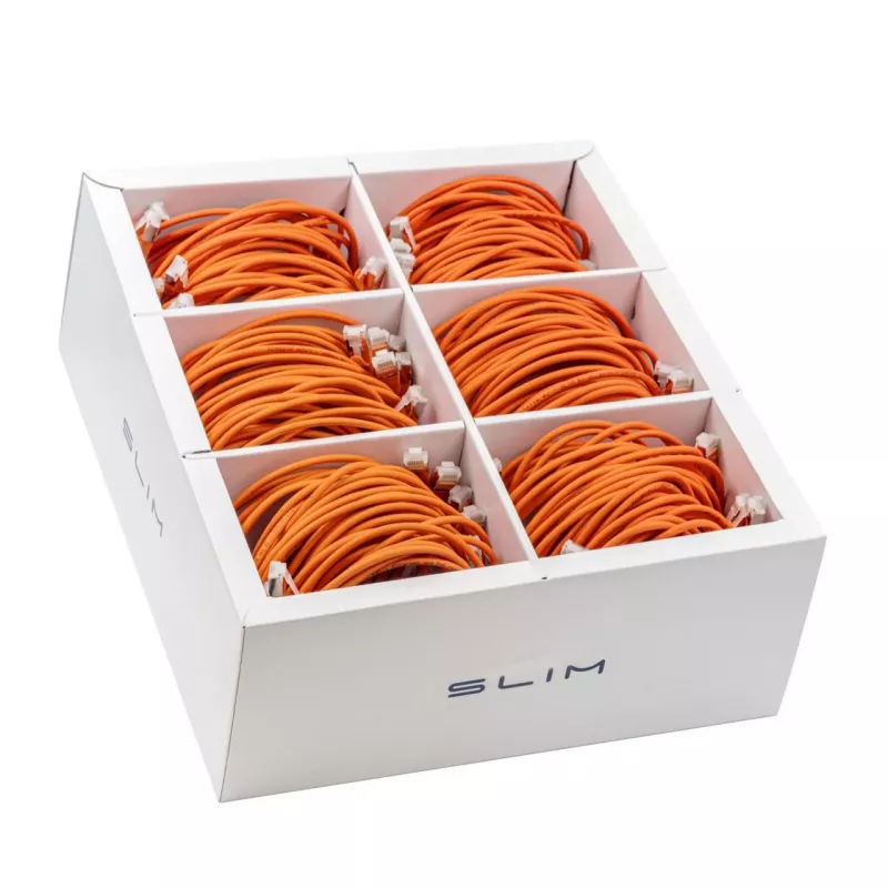 Wirewin SLIM-LS-K6A 0.5 OR 90 Cable de red Slim Cat.6A U/FTP, 0,5m, naranja, pack de 90