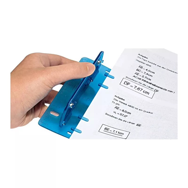 WEDO 67803 perforadora de bolsillo azul hielo, 2 taladros, 8 hojas, 6 mm