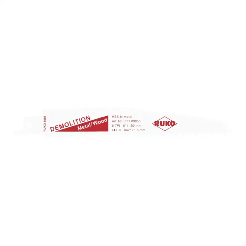 RUKO hoja de sable para demolición 150mm 6 TPI bimetal (pack de 5)