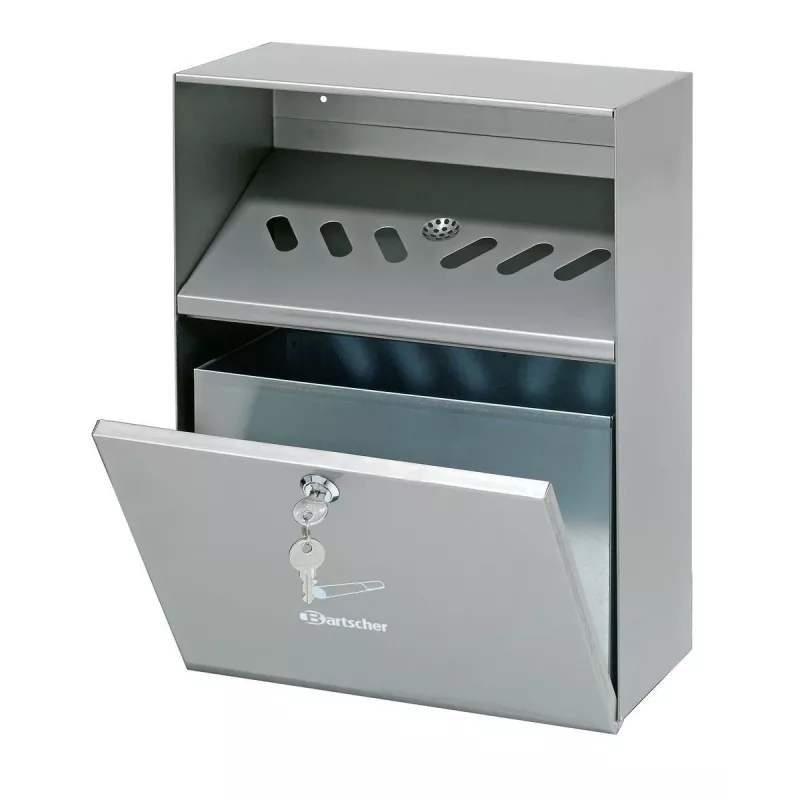Bartscher 860001 Cenicero de pared, acero inoxidable, plata, con cerradura