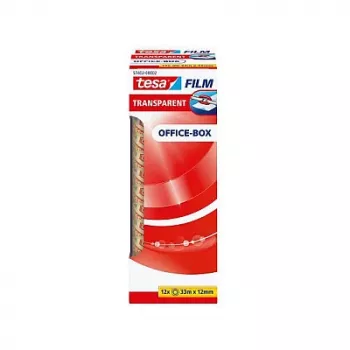Tesa 57402 Office Box Cinta de embalaje transparente, 33 m x 12 mm, 12 rollos